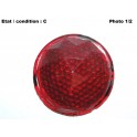 Cabochon feu rouge à facettes (verre)