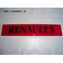 Plaque d&eacute;corative arri&egrave;re rouge "RENAULT 5"