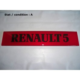 Plaque d&eacute;corative arri&egrave;re rouge "RENAULT 5"