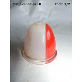 Cabochon feu gabarit rouge/blanc "obus" AXO (verre)